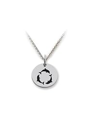 Stellar White (tm) 925 Sterling Silver Disc Charm - Dolphins - 16 To 18 Inch Adjustable Chain Included