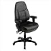 Professional Dual Function Ergonomic High Back Chair with Adjustable Padded Arms - Black Eco Leathe