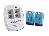 Tenergy TN141 2 Bay 9V Smart Charger with 2 pcs 9V 250mah NiMH Rechargeable Batteries