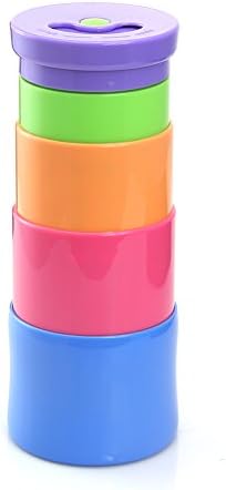 Neota Twist Lock Insulated Straw Sippy Cup,Kids Back to School Water Bottle with Silicone Spout,Collapsible Foldable,Macarons Color Bottom Blue,13 Oz