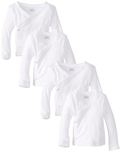 Gerber Unisex-Baby Newborn 4 Pack Long Sleeve Side Snap Mitten Cuffs Shirt (Newborn)