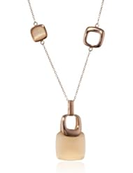 Pink Gold Plated Sterling Silver Synthetic Champagne Cats Eye Necklace, 18"