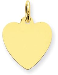 14k Yellow Gold Plain .013 Gauge Engravable Heart Disc Charm. Metal Wt- 0.54g