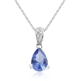 Sterling Silver Pear-Cut Simulated Tanzanite & Cubic Zirconia Pendant by Cheline, 18"
