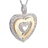 14K Yellow Mother of Pearl & Diamond Heart Pendant