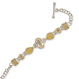 7 + 1.5 Inch Extension Citrine and Yellow Chalcedony Toggle Bracelet by