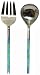 Decorative Stainless Steel Salad Servers with Blue & Green Resin Handles