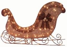 Everstar US 42" Glittering Champagne Sleigh Yard Art Christmas Decoration with 100 Clear Lights