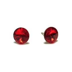 Red Rivoli Swarovski Austrian Crystal Stud Earrings, 8mm