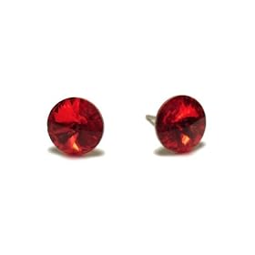 Red Rivoli Swarovski Austrian Crystal Earrings, 8mm