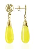14 KT Gold Dyed Yellow Jade Teardrop 14K Back Post Drop Earrings