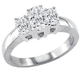 14K White Gold 3 Stone Round Diamond Engagement Ring (1/3 ctw)