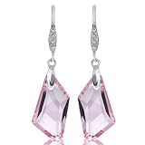 Pink Crystal 925 Silver Earrings Used Swarovski Crystals