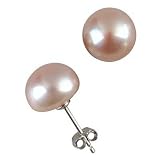Pink 10-11mm AA+ Cultured Pearl Sterling Silver Stud Earrings (LS2B1)