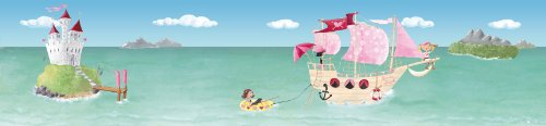 Wandpiraten Kinder Wandbild Fototapete "Pink Pirates" 200 x 46,5 cm