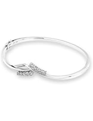18K White Gold Bypass Ten Stones Round Diamond Accents Bangle (1/2 cttw, G-H Color, VS2-SI1 Clarity)