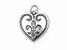.925 Sterling Silver Heart Fleur de Lis Charm or Pendant