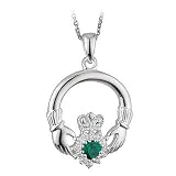 Sterling Silver with Cubic Zirconium/Dark Green Claddagh Necklace Made in Ireland Reviews 31vjFVxxK%2BL. SL160 Sterling Silver with Cubic Zirconium/Dark Green Claddagh Necklace Made in Ireland Reviews
