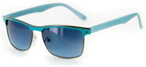 "Fast Track" High Brow Wayfarer Sunglasses - 100% UV Protection (Blue w/Blue Lens)