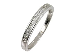 Bague Femme - Or blanc (9 carats) 1.6 Gr - Diamant 0.15 Cts - T 49