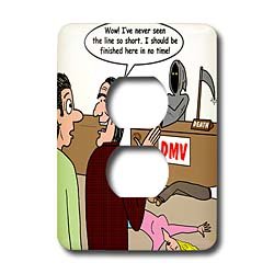 Rich Diesslins Funny General - Editorial Cartoons - Death Works at the Dept of Motor Vehicles - Light Switch Covers - 2 plug outlet cover