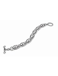 Twisted Blade Silver Oval Link Bracelet 7 Inch