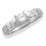 Cubic Zirconia Sterling Silver Wedding Ring - size 5
