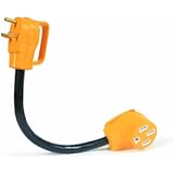Camco 55185 PowerGrip 30M/50F AMP 18" Dogbone Electrical Adapter with Handles 3750W/125V