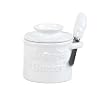 L Tremain Classic White Raised Floral Crock and Spreader