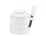 Butter Bell Classic White Raised Floral Crock and Spreader
