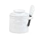 Butter Bell Classic White Raised Floral Crock and Spreader
