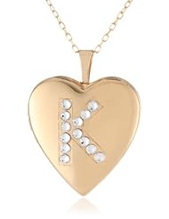 Momento Lockets Silver Swarovski Crystal Initial K Locket Necklace, 18"