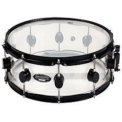 DW Pacific SX Série Acrílico Snare Drum (6x14 Clear w / Black Hardware)