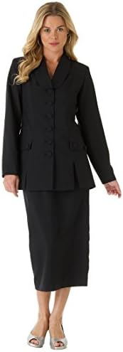 The Best Dressed Women's Plus Size 6-Button Skirt Suit (Black,34 W)