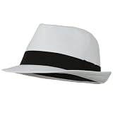 Extra Big Size Banded Cotton Fedora Hat – White Black Band (Over Size XL – XXXL)
