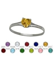 10 Karat White Gold Genuine Citrine Heart Shape Gem Baby Ring