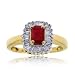 Solid Yellow Gold Ring w/ Genuine Red Ruby and Diamond