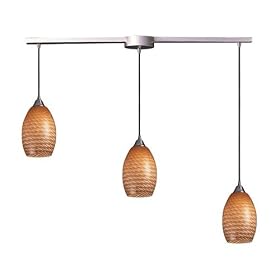 Mulinello - 3 Light Kitchen Island Pendant Track Lighting Fixture - Brushed Nickel - Brown...