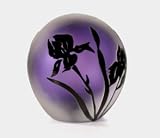 Correia Designer Art Glass, Paper Weight-Lilac/black Iris