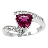 1.24ct Trillion-cut VVS Pink Tourmaline and Diamonds Cocktail Ring 14k White Gold