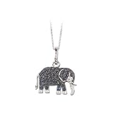 14K White Gold 0.09 ct. Diamond with 1 1/3 ct. Sapphire Elephant Pendant with Chain