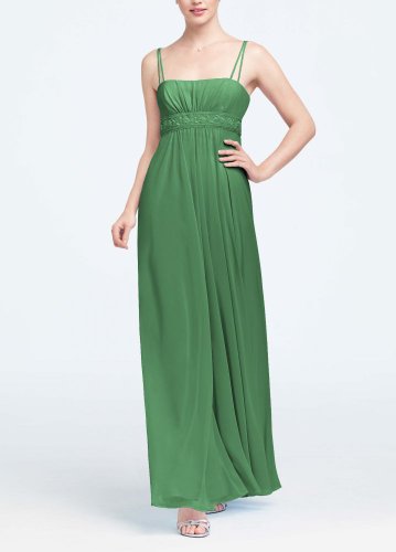David’s Bridal Bridesmaid Dresses Spaghetti Strap Chiffon Dress with Beaded Empire Style F12495