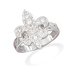 Rhodium Plated CZ Fleur- de -Lis Ring