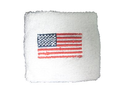 GOGO™ Thick White Embroidery Wristband / Sweatband - National Flag Logo(Price for SINGLE PIECE