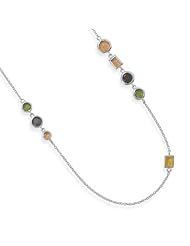 18"+2" Rhodium Plated Multicolor CZ Necklace Size = 18