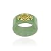 18K Gold Over Sterling Silver Genuine Green Jade & Peridot Band Ring