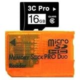 3C Pro 16GB 16G microSD microSDHC Card Class 6 with Memory Stick Pro Duo Adapter - 3C_TF16G_C6_8A_O - Bulk