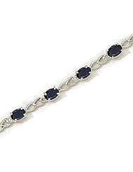 14kt Yellow Gold Oval Blue Sapphire and Diamond Bracelet
