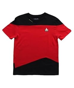 Mighty Fine Star Trek TNG Red Mens Costume Tee Red 2X
