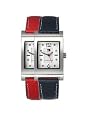 Tommy Hilfiger Women's Crystal Reversible Red And Navy Leather Strap Watch #1780565